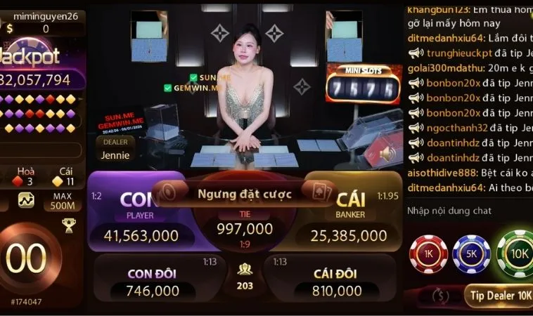 Giao diện cá cược casino hiện đại có dealer người thật