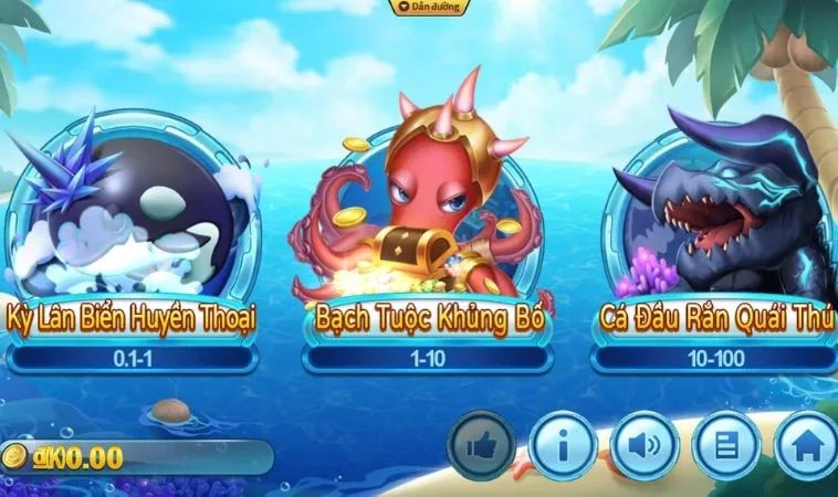 Các phòng chơi trong game Thợ Săn Cá Tại SunWin