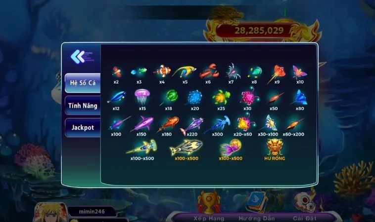 Các loại cá trong game Vua Bắn Cá SunWin