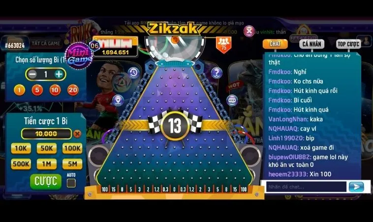 Giao diện chơi game nhanh ZicZac tại SunWin